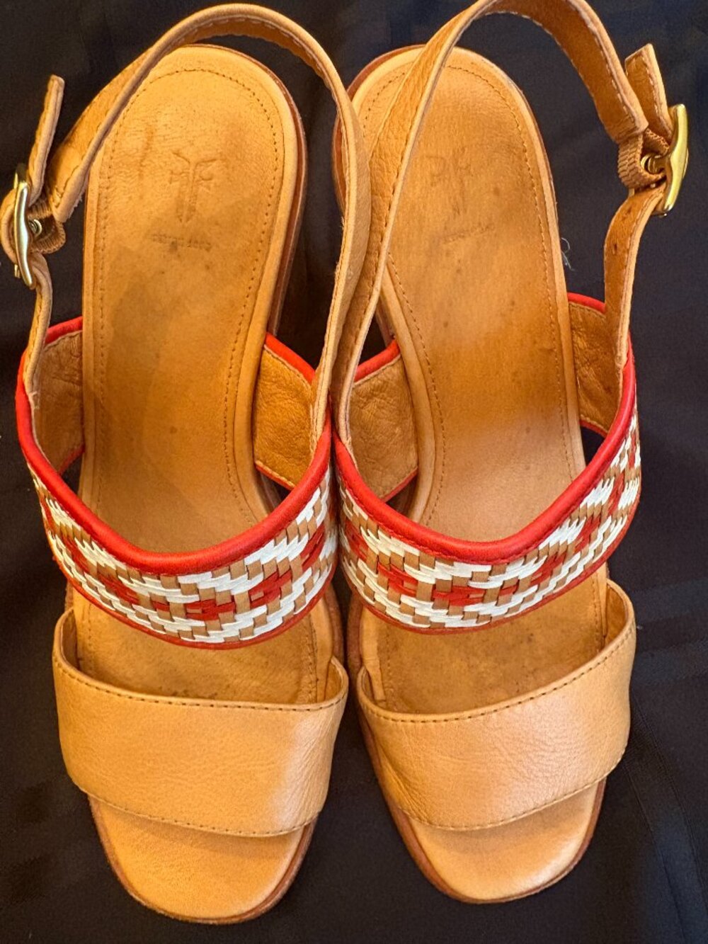 Frye Amy woven sandal, size 7 Boho stacked heel - Picture 10 of 12
